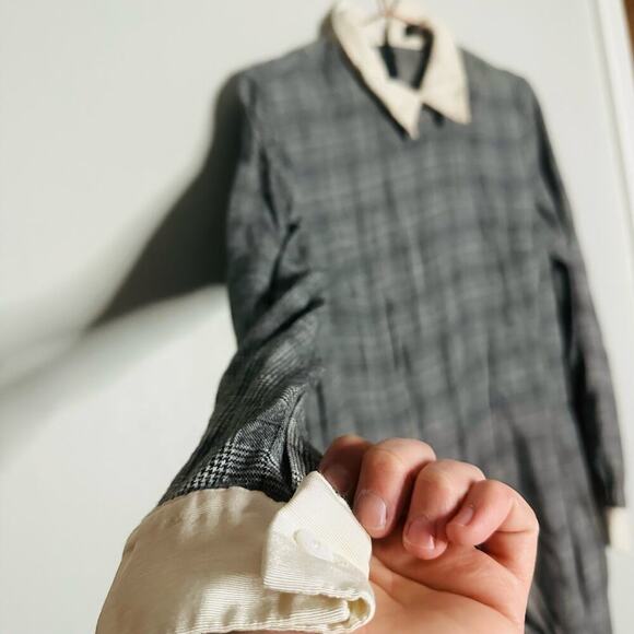 PETERSYN Womens Grey Plaid Collared Long Sleeve Ruffle Mini Dress Size XL - Picture 10 of 14